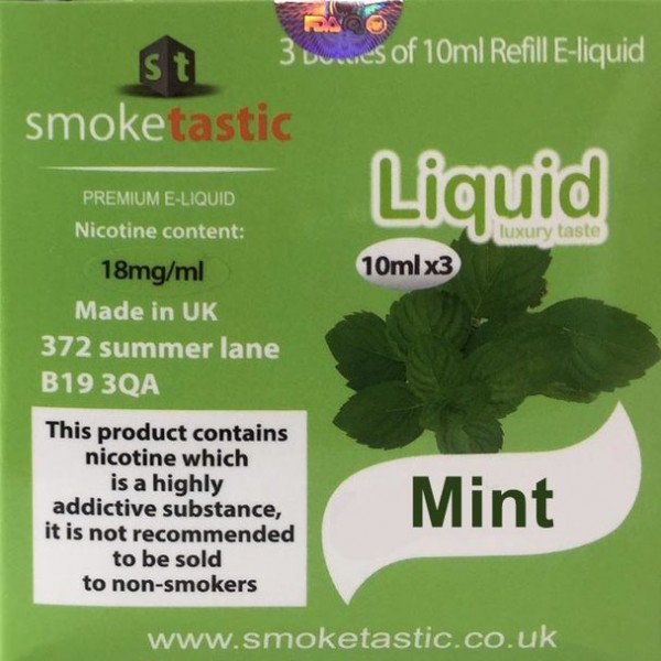 Mint 10ml Smoketastic E Liquid Juice 6mg, 12mg, 18mg Vape Multibuy