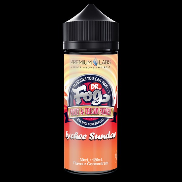 LYCHEE SUNDAE BY DR FOG FRUIT AND CREAM SERIES 100ML SHORTFILL 75VG E LIQUID JUICE VAPE