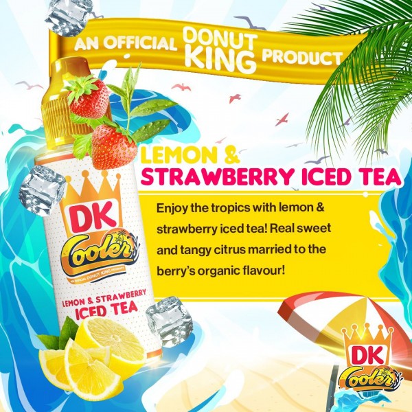 Lemon & Strawberry Iced Tea DK Cooler By Donut King 100ML E Liquid 70VG Vape 0MG Short Fill