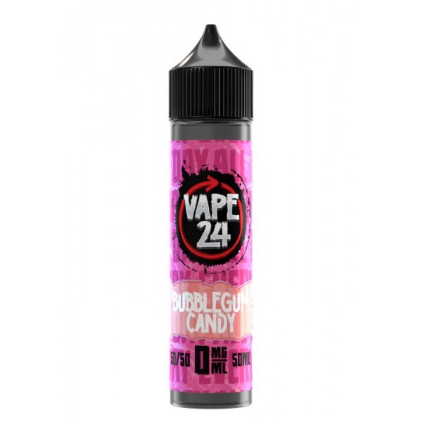 Bubblegum Candy By Vape 24, 50ML E Liquid, 50VG Vape, 0MG Juice