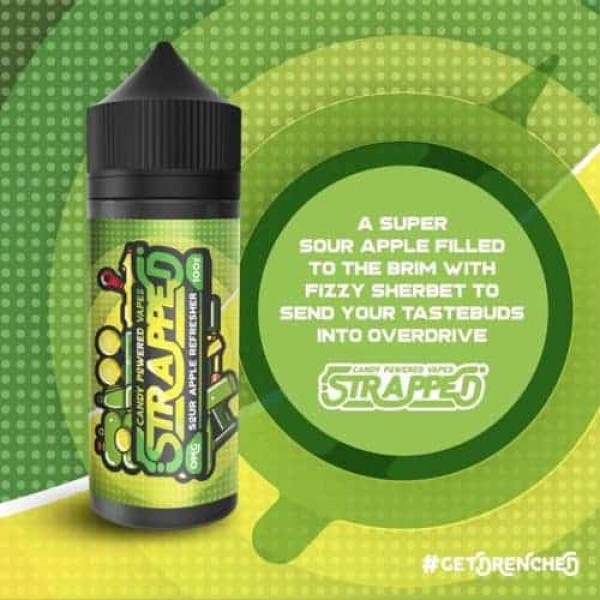 SOUR APPLE REFRESHER BY STRAPPED E-LIQUID 100ML SHORTFILL 70VG VAPE