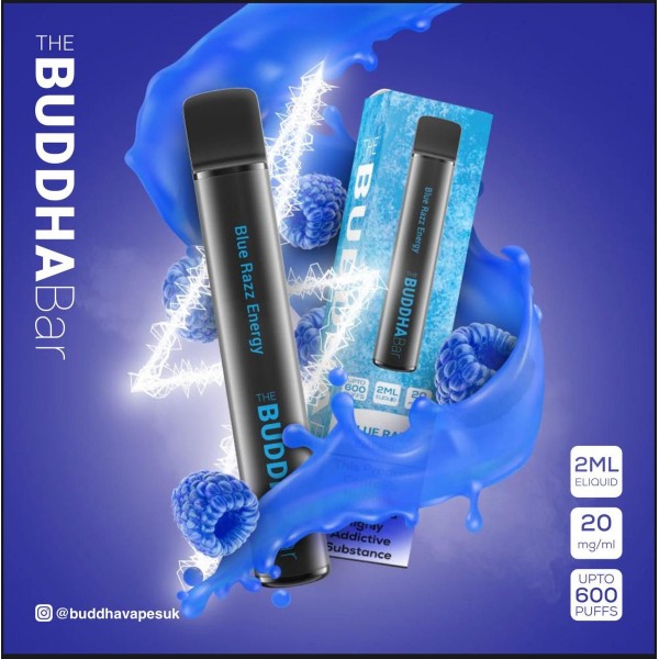 Blue Razz Energy By Buddha Bar Disposable Vape | 600 Puff | 20MG Nic Salt