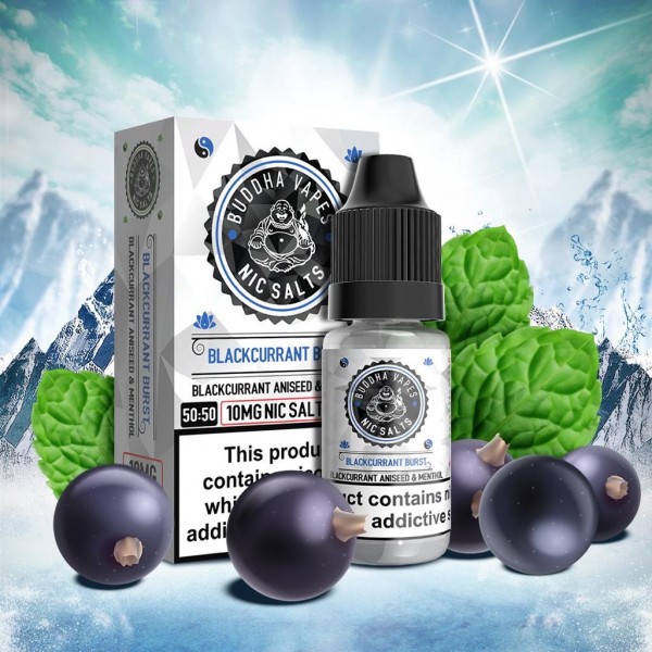 Blackcurrant Burst by Buddha Vapes Nic Salts 10ML E Liquid 10MG Vape 50VG Juice