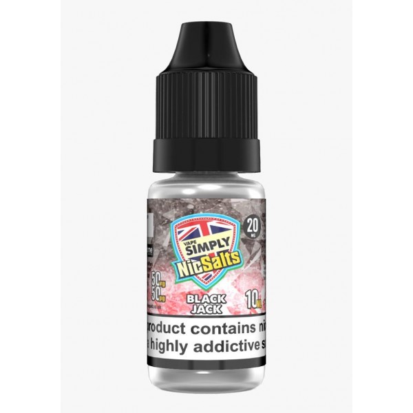 Black Jack by Vape Simply Nic Salts, 10ML E Liquid, 50VG Vape, 10MG/20MG Juice