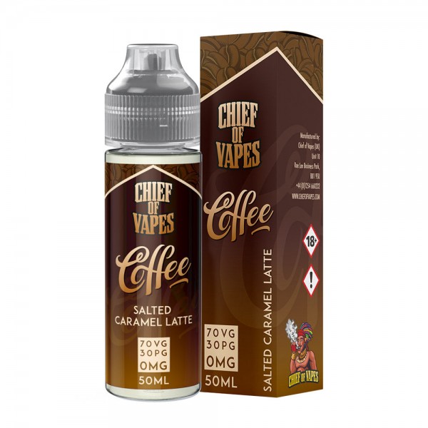 Chief Of Vapes Salted Caramel Latte 50ml E Liquid Juice 70vg Vape Shortfill Subohm