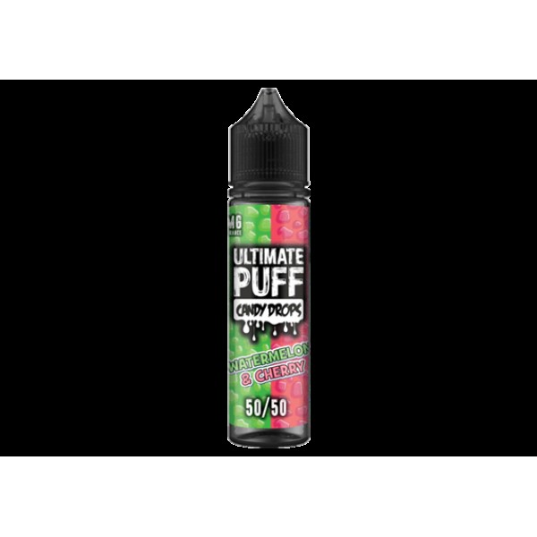 Watermelon & Cherry Candy Drops by Ultimate Puff, 50ML E-liquid, 0MG Vape, 50VG Juice