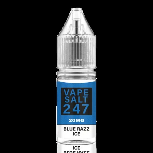 Blue Razz Ice - Vape Salt 247, 10 x 10ML Nic Salt E Liquid 50VG Vape 10MG/20MG Juice