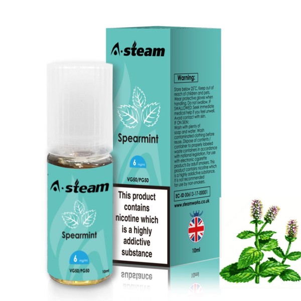 A-Steam Spearmint E Liquid 10ml Vape Juice 50vg TPD COMPLIANT Multibuy