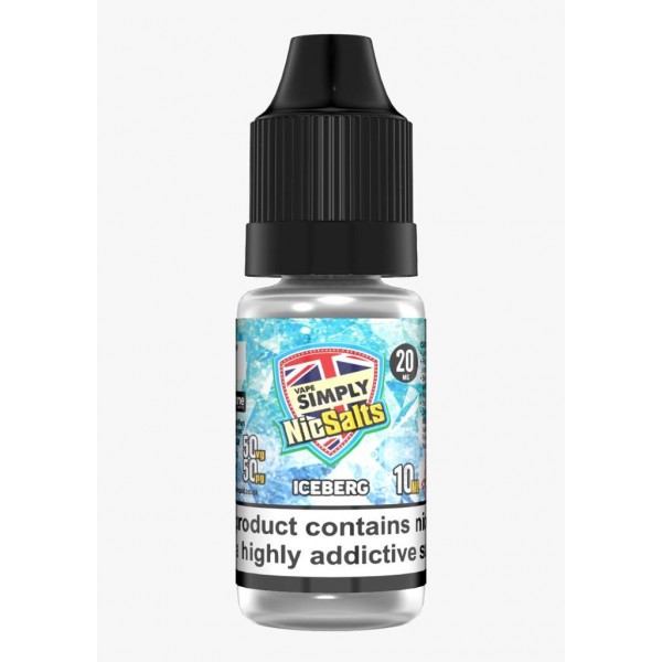 Iceberg by Vape Simply Nic Salts, 10ML E Liquid, 50VG Vape, 10MG/20MG Juice