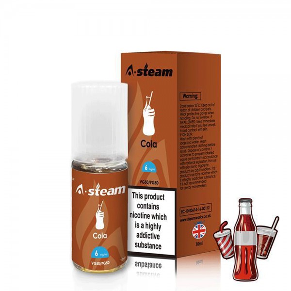 A-Steam Cola E Liquid 10ml Vape Juice 50vg TPD COMPLIANT Multibuy
