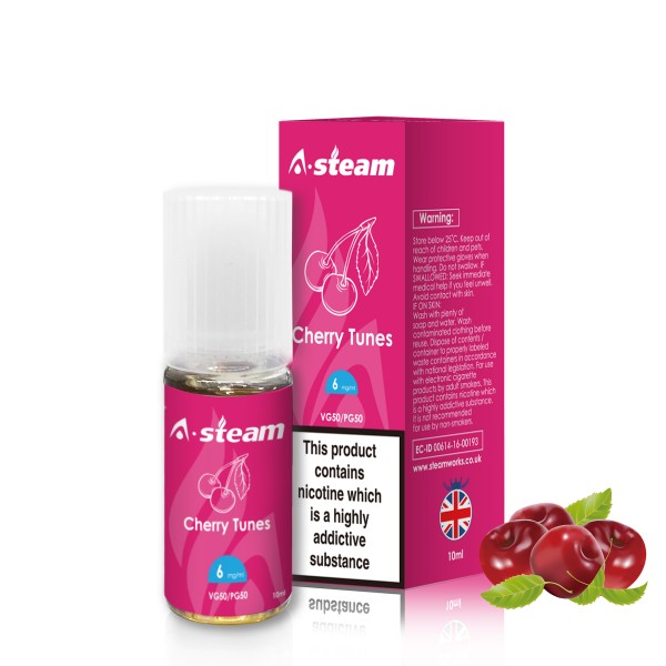 A-Steam Cherry Tunes E Liquid 10ml Vape Juice 50vg TPD COMPLIANT Multibuy