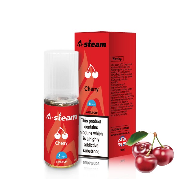 A-Steam Cherry E Liquid 10ml Vape Juice 50vg TPD COMPLIANT Multibuy