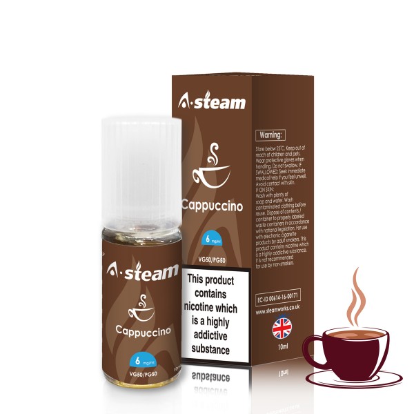 A-Steam Cappuccino E Liquid 10ml Vape Juice 50vg TPD COMPLIANT Multibuy