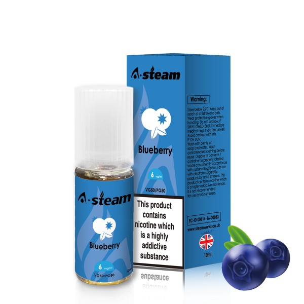 A-Steam Blueberry E Liquid 10ml Vape Juice 50vg TPD COMPLIANT Multibuy