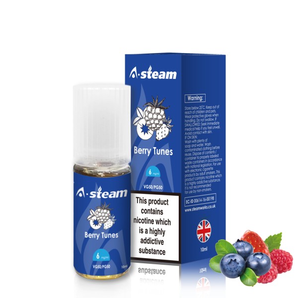 A-Steam Berry Tunes E Liquid 10ml Vape Juice 50vg TPD COMPLIANT Multibuy