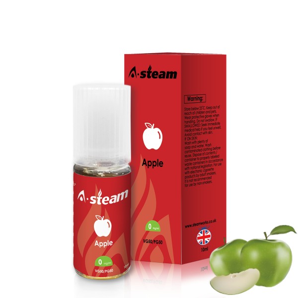 A-Steam Apple E Liquid 10ml Vape Juice 50vg TPD COMPLIANT Multibuy