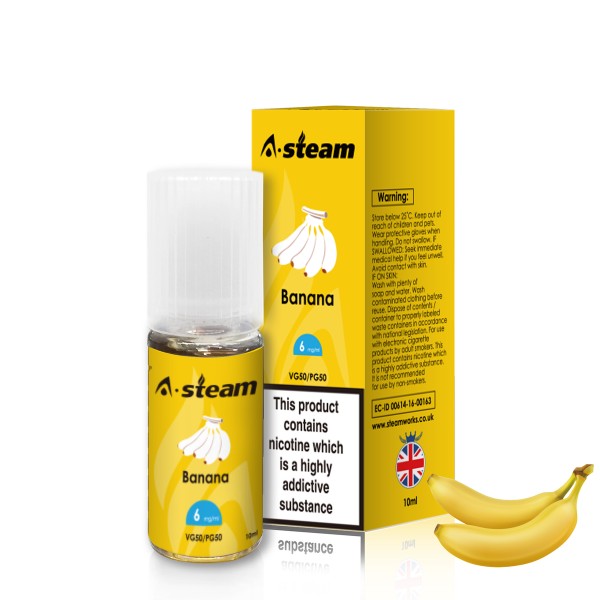 A-Steam Banana E Liquid 10ml Vape Juice 50vg TPD COMPLIANT Multibuy