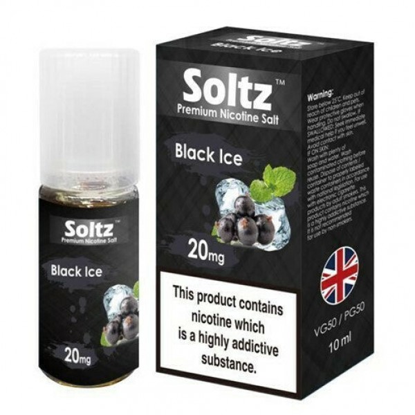 Black Ice by Soltz, Premium Nicotine Salt, 10ML E Liquid, 10MG/20MG Vape, 50VG Juice