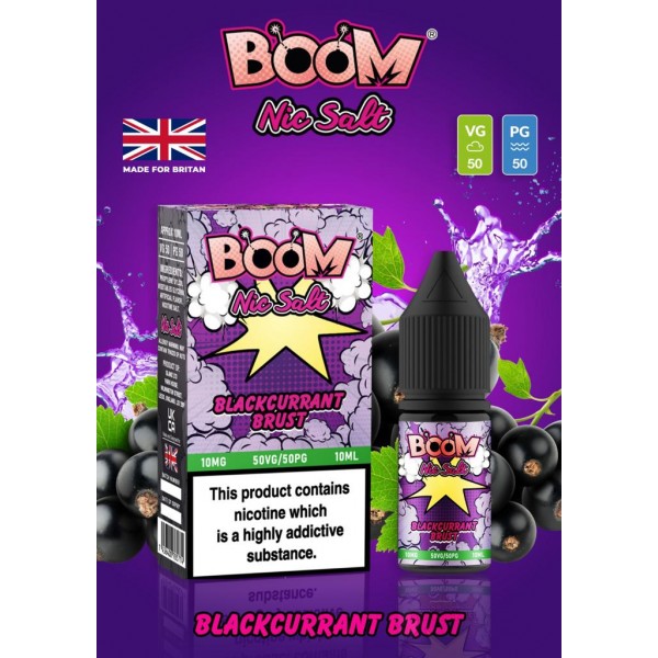 Blackcurrant Burst - Boom Nic Salt 5 x 10ML E Liquid 50VG 50PG Vape 10MG/20MG Juice