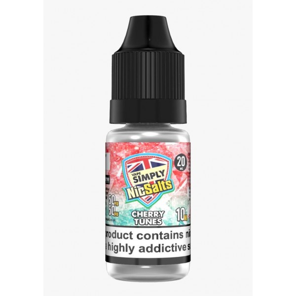 Cherry Tunes by Vape Simply Nic Salts, 10ML E Liquid, 50VG Vape, 10MG/20MG Juice